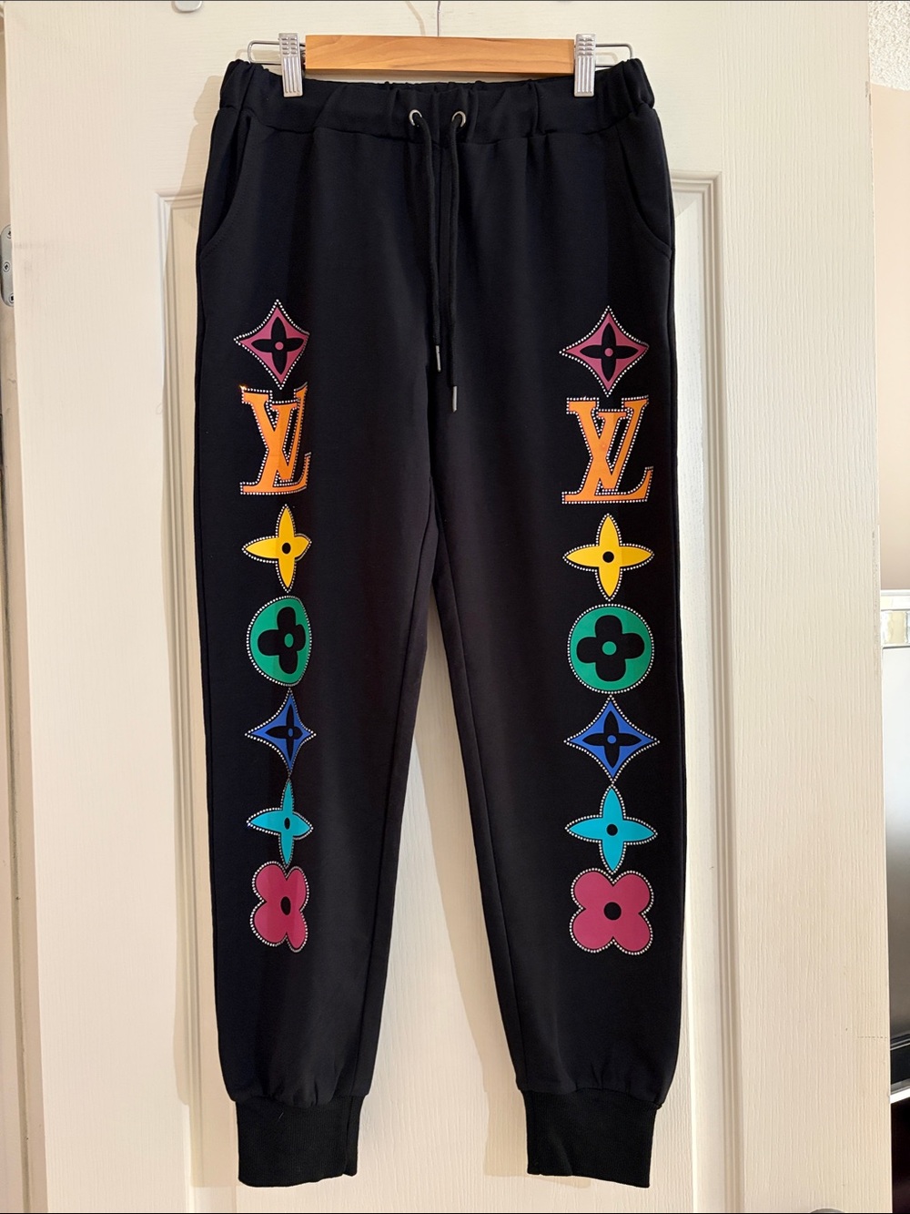 BEAST FASHION, Ladies, Black Track Joggers with Elastic Waist. XL. NEW